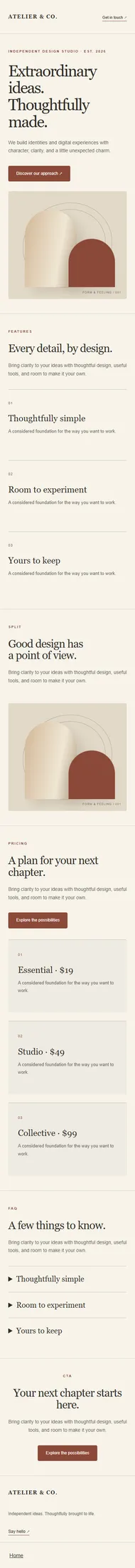 Atelier — creative studio mobile preview