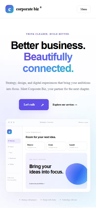 corporate-biz mobile preview