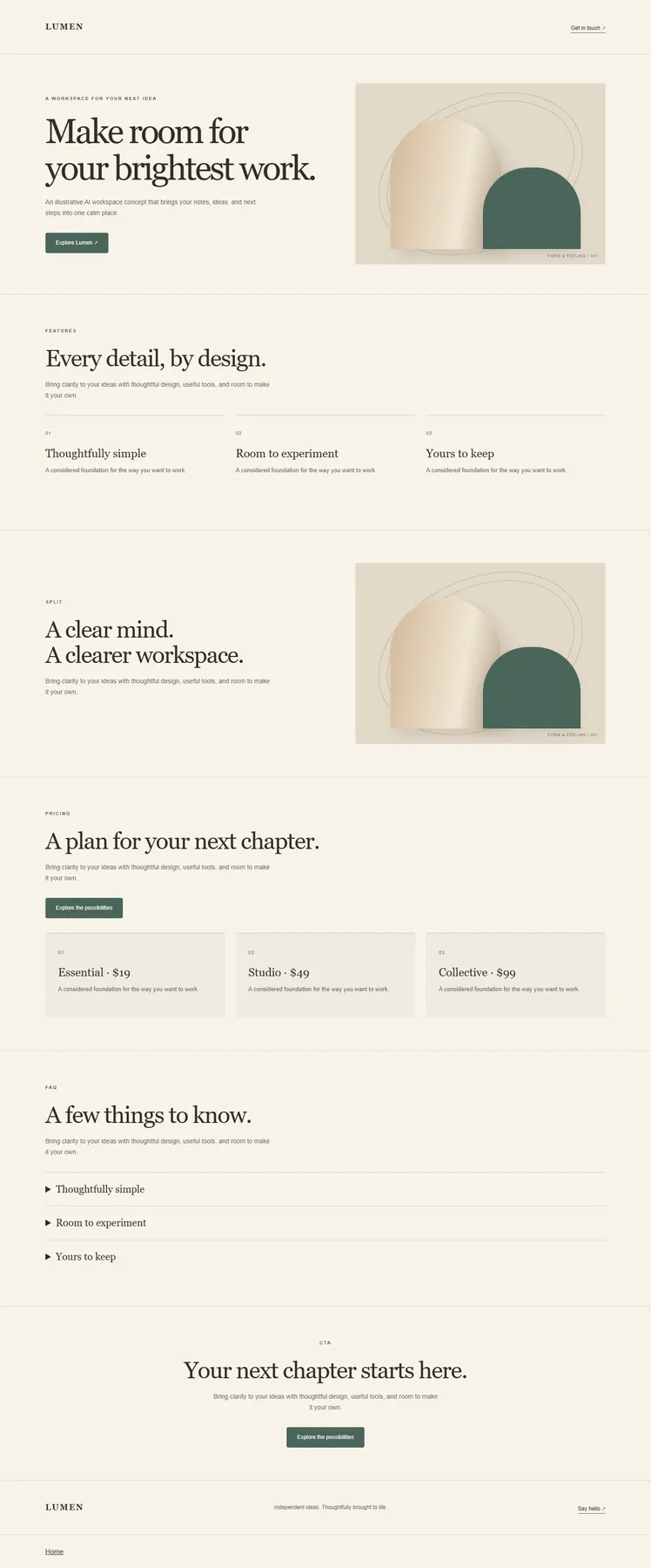Lumen landing page preview