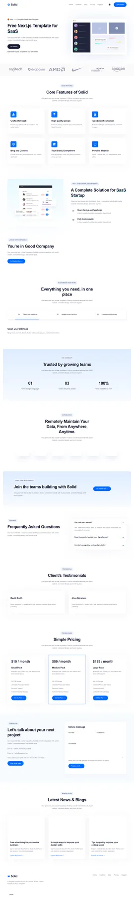 Solid landing page preview